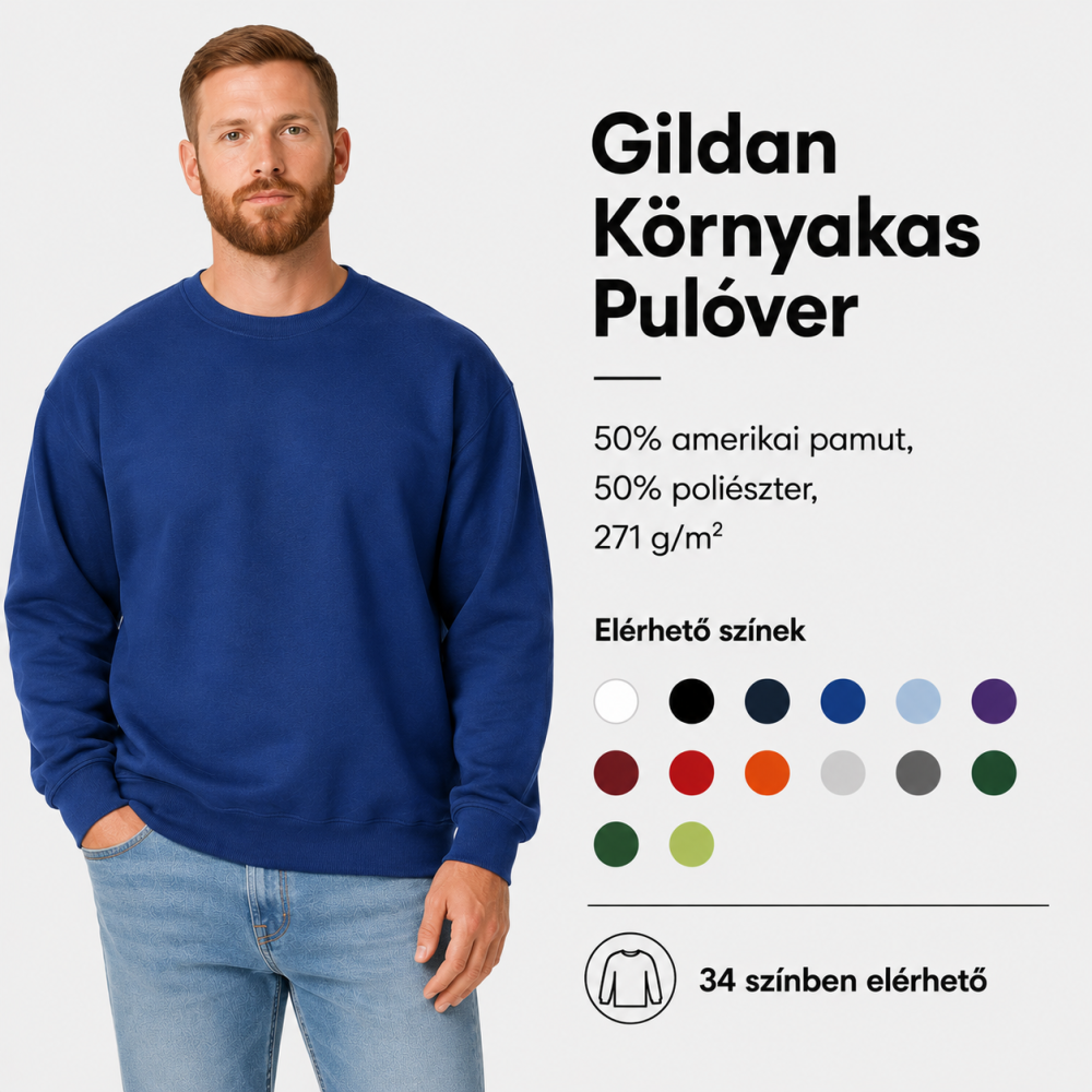 Egyedi Pulóver - Gildan hosszú ujjú