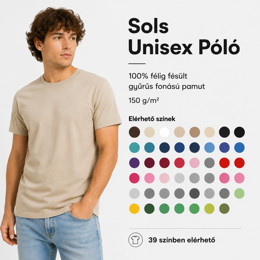 Egyedi póló -  SOL'S Unisex felnőtt póló