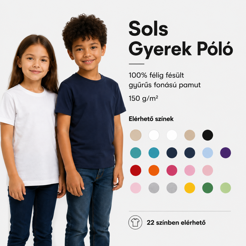 Egyedi póló - SOL'S Regent gyerek póló