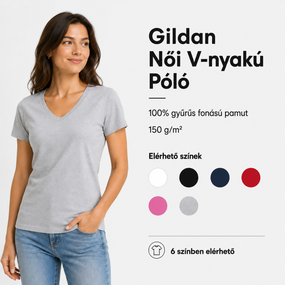 Egyedi póló - Gildan Softstyle női V-nyakú póló