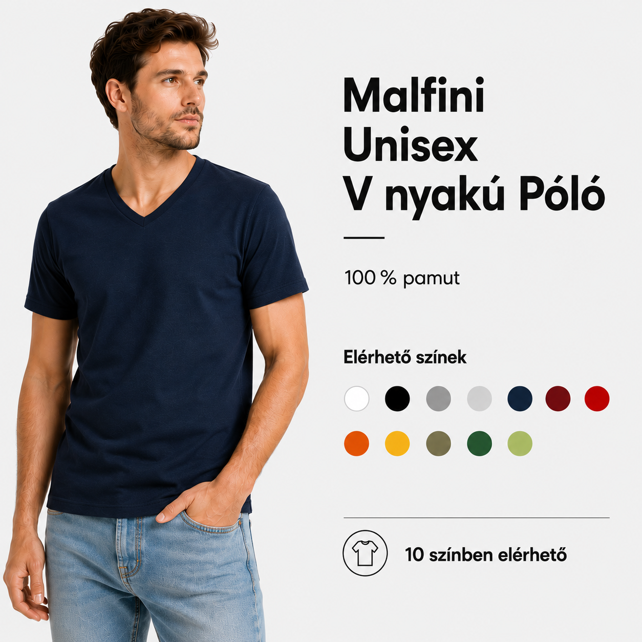 Egyedi póló - Malfini V nyakú unisex