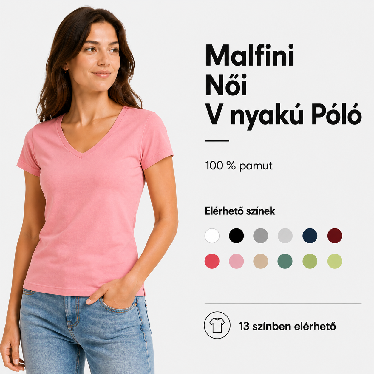 Egyedi póló - Malfini V nyakú női