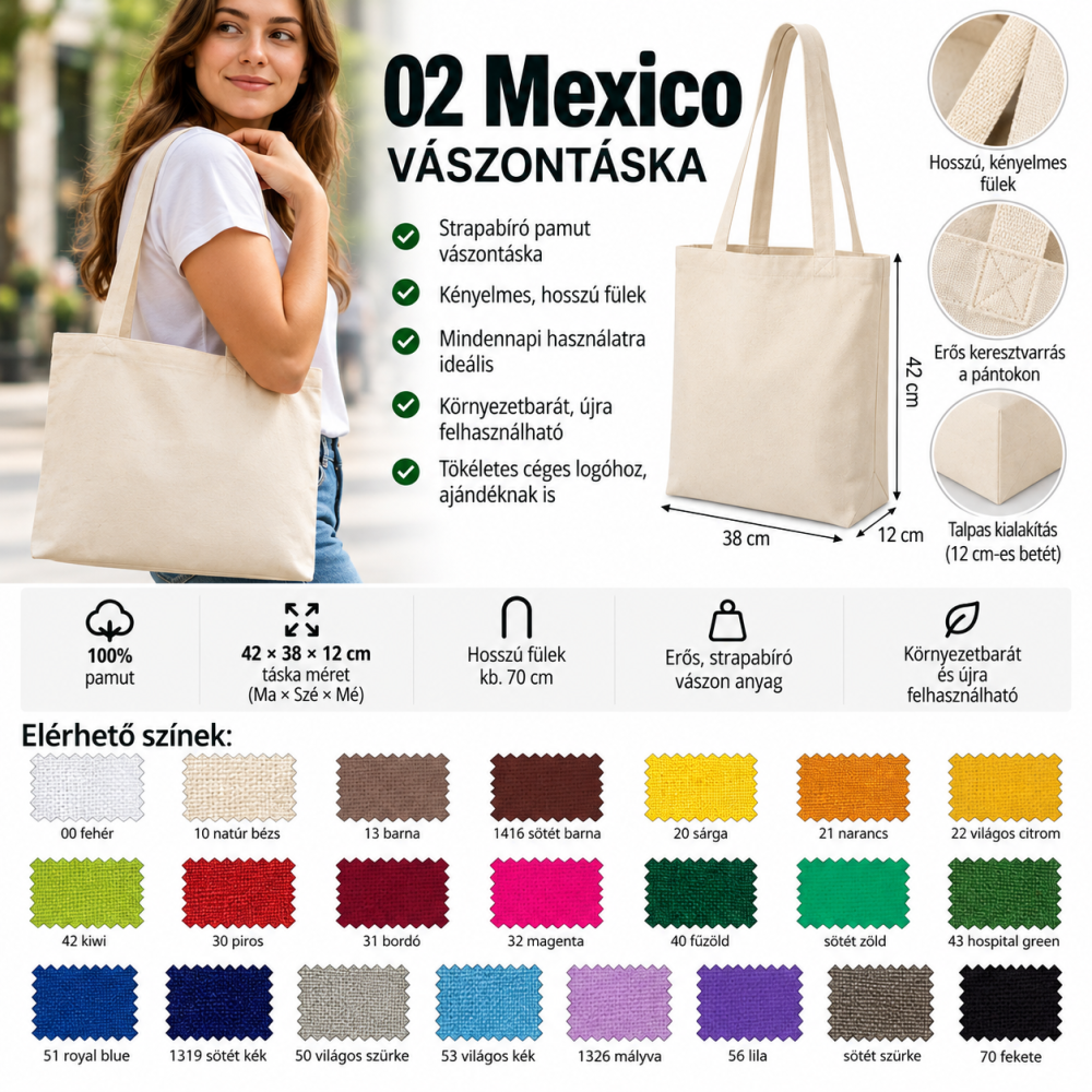 Egyedi Mexico vászontáska