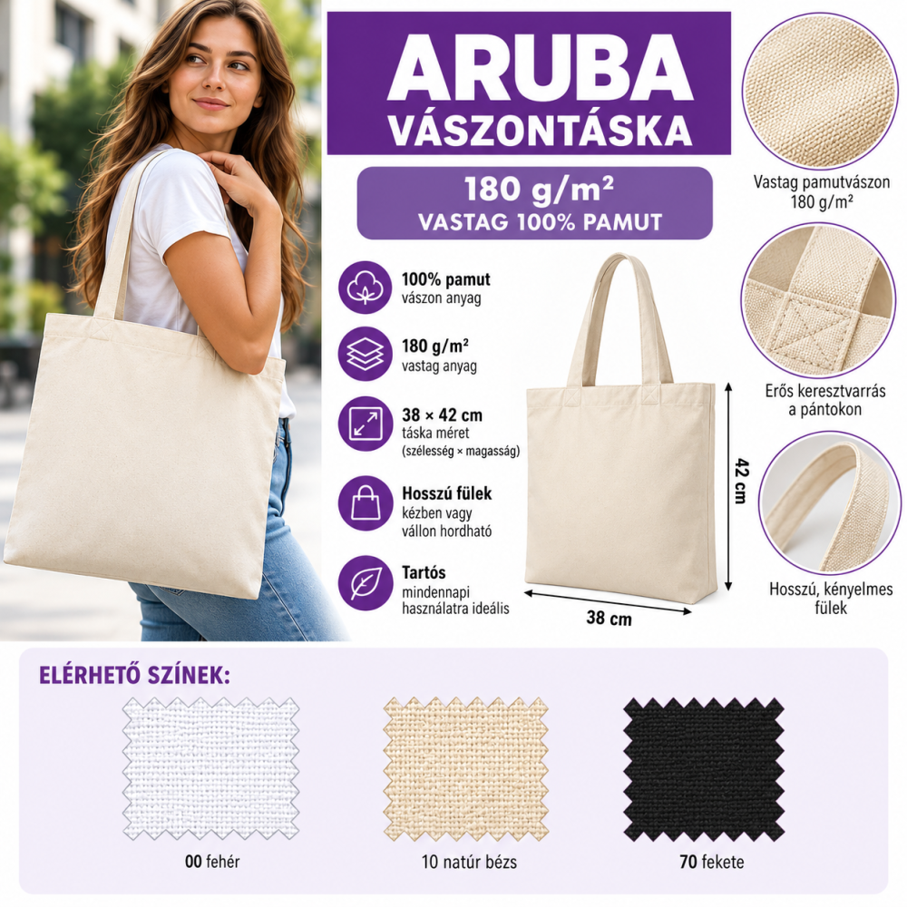 Egyedi Aruba vászontáska
