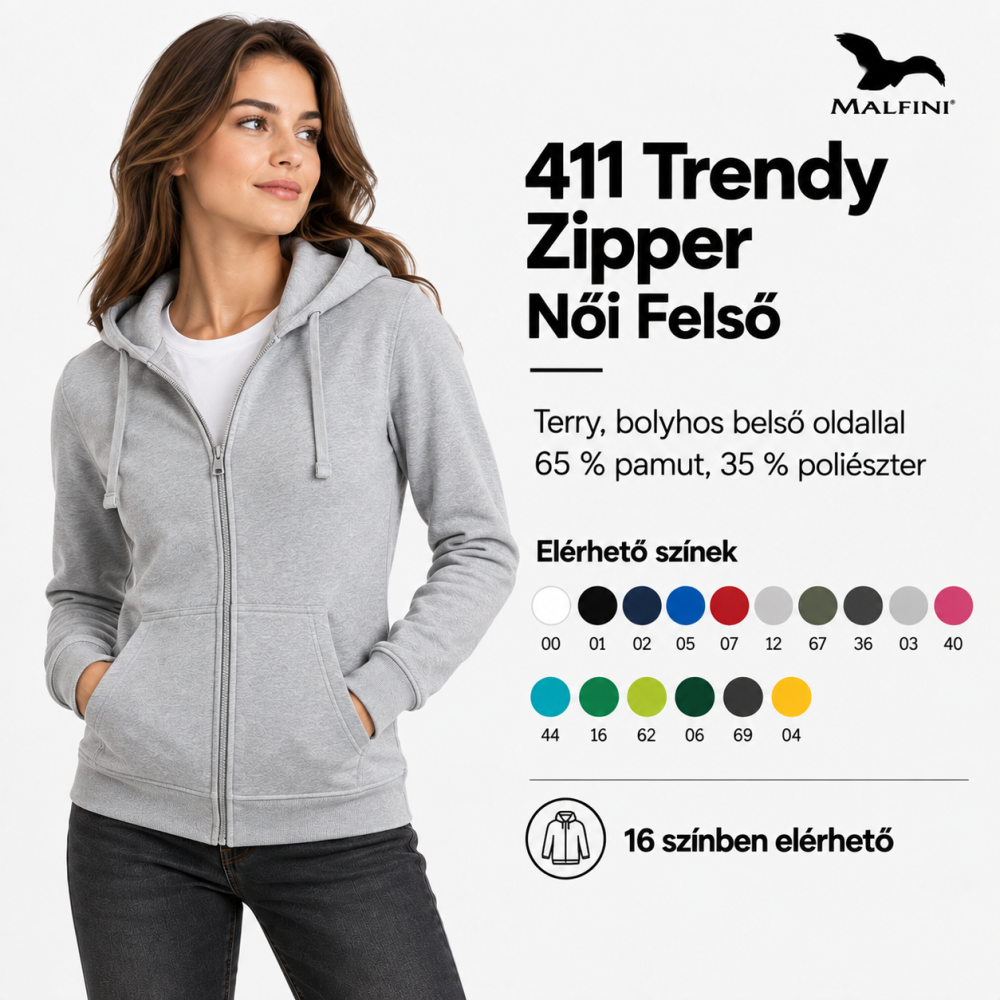 Malfini Trendy Zipper cipzáros női pulcsi