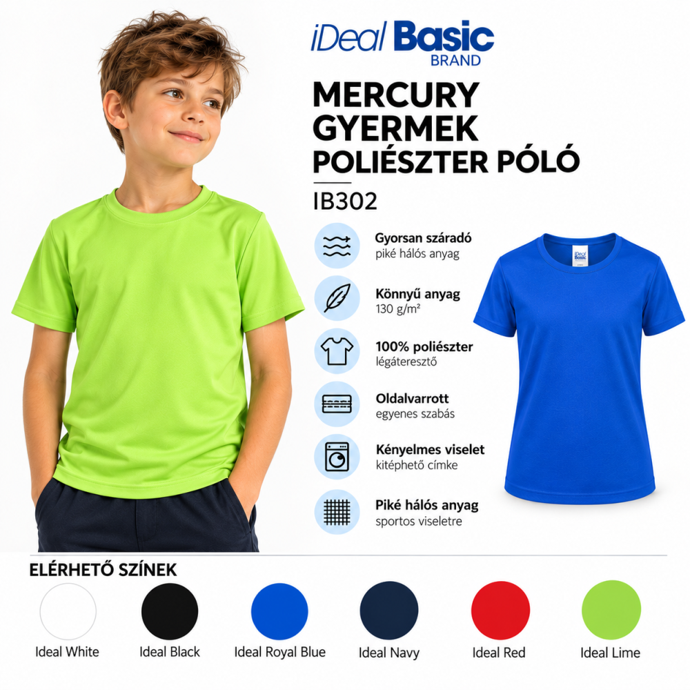 MERCURY GYERMEK POLIÉSZTER PÓLÓ