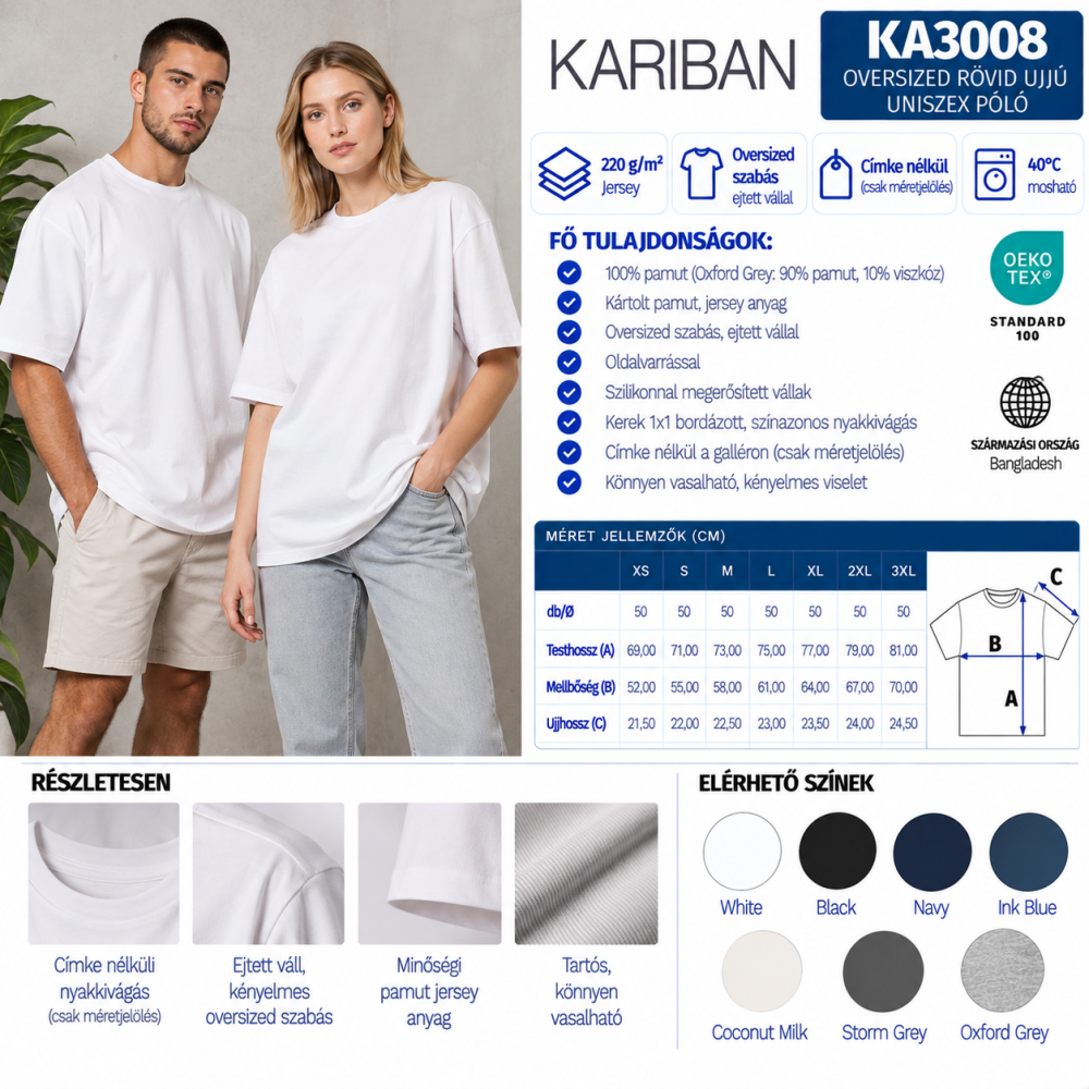 OVERSIZED RÖVID UJJÚ UNISZEX PÓLÓ